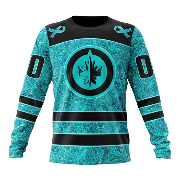 Personalized NHL Winnipeg Jets Special Design Fight Ovarian Cancer Hoodie