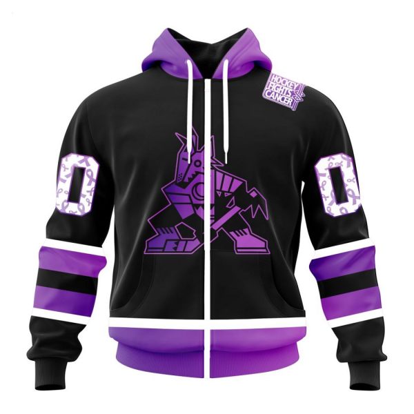 Personalized NHL Arizona Coyotes Special Black Hockey Fights Cancer Kits T-Shirt