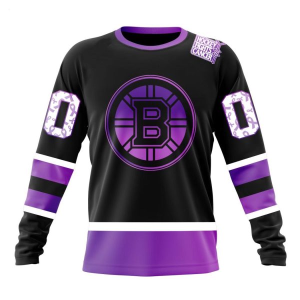 Personalized NHL Boston Bruins Special Black Hockey Fights Cancer Kits T-Shirt