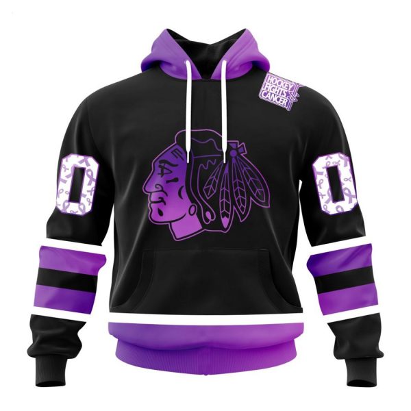 Personalized NHL Chicago Blackhawks Special Black Hockey Fights Cancer Kits T-Shirt