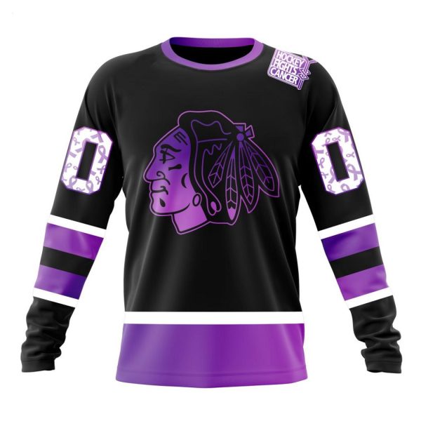 Personalized NHL Chicago Blackhawks Special Black Hockey Fights Cancer Kits T-Shirt