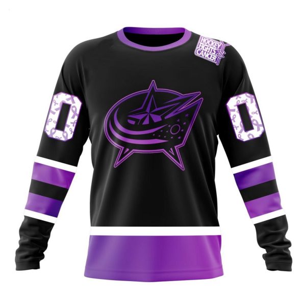 Personalized NHL Columbus Blue Jackets Special Black Hockey Fights Cancer Kits T-Shirt