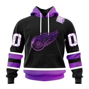 Personalized NHL Detroit Red Wings Special Black Hockey Fights Cancer Kits T-Shirt