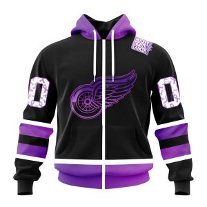 Personalized NHL Detroit Red Wings Special Black Hockey Fights Cancer Kits T-Shirt