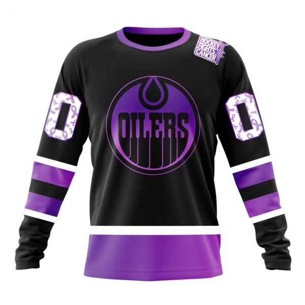 Personalized NHL Edmonton Oilers Special Black Hockey Fights Cancer Kits T-Shirt