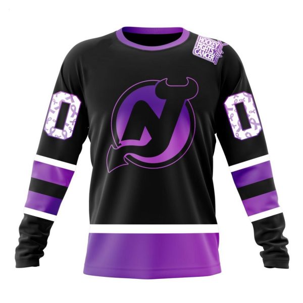 Personalized NHL New Jersey Devils Special Black Hockey Fights Cancer Kits T-Shirt