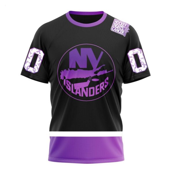 Personalized NHL New York Islanders Special Black Hockey Fights Cancer Kits T-Shirt