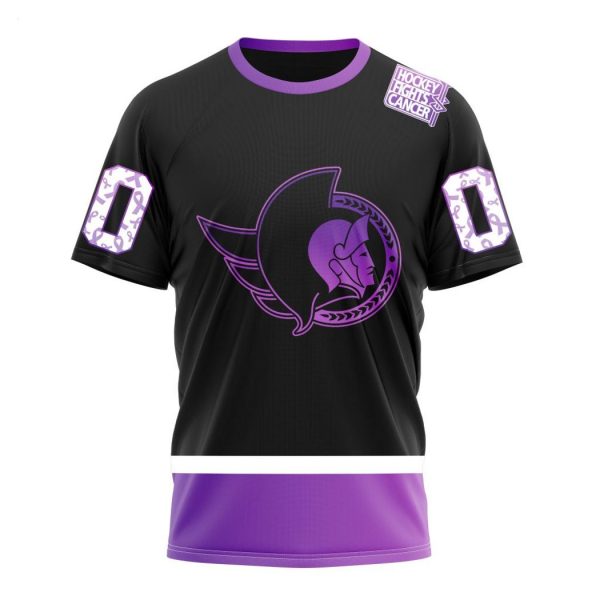 Personalized NHL Ottawa Senators Special Black Hockey Fights Cancer Kits T-Shirt