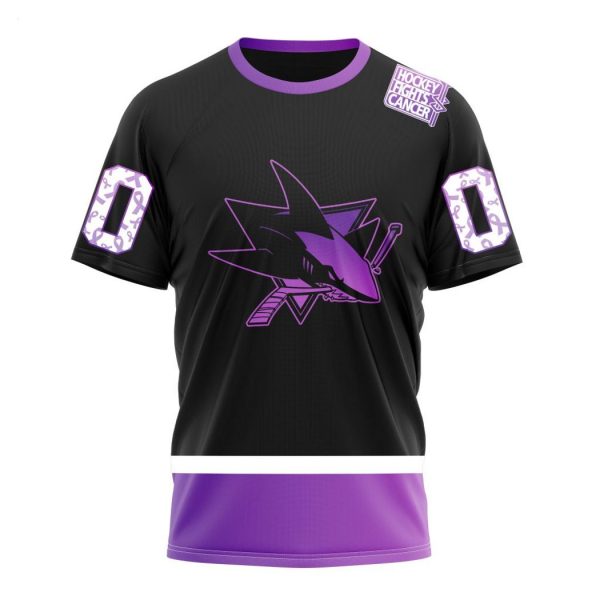 Personalized NHL San Jose Sharks Special Black Hockey Fights Cancer Kits T-Shirt