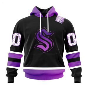 Personalized NHL Seattle Kraken Special Black Hockey Fights Cancer Kits T-Shirt