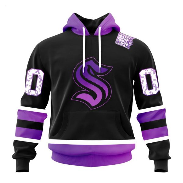 Personalized NHL Seattle Kraken Special Black Hockey Fights Cancer Kits T-Shirt