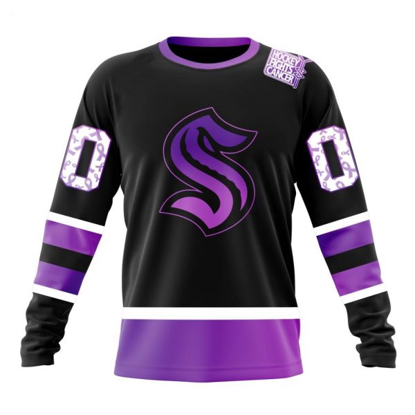 Personalized NHL Seattle Kraken Special Black Hockey Fights Cancer Kits T-Shirt