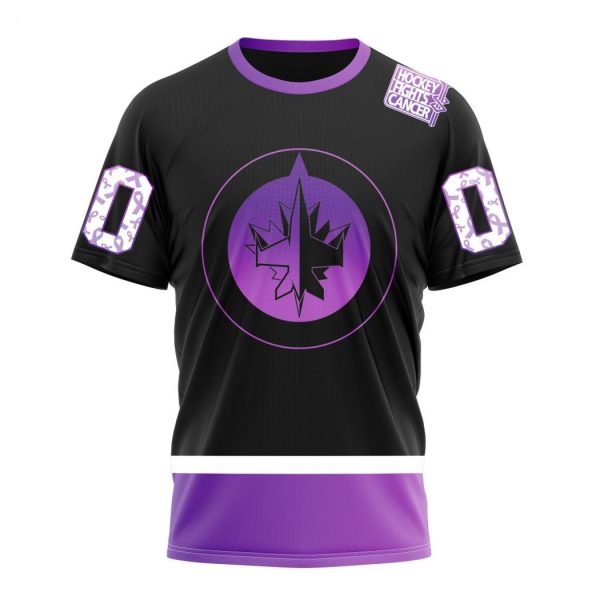 Personalized NHL Winnipeg Jets Special Black Hockey Fights Cancer Kits T-Shirt