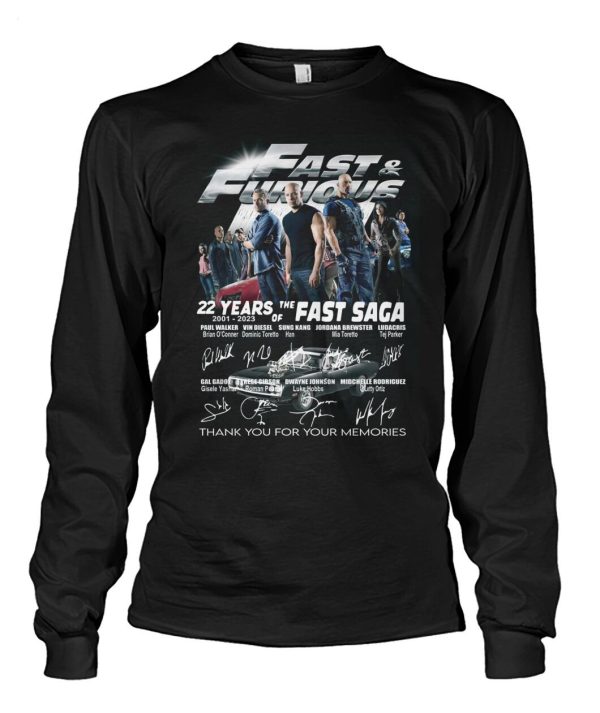 Fast & Furious 22 Years 2001 – 2023 Of The Fast Saga Thank You For The Memories T-Shirt