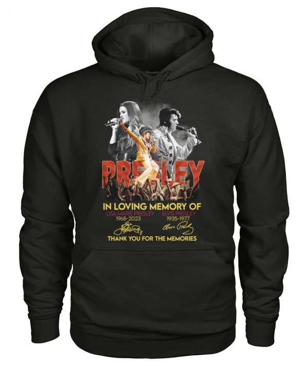 Presley In Loving Memory Of Lisa Marie Presley 1968 – 2023 And Elvis Presley 1935 – 1977 Thank You For The Memories T-Shirt