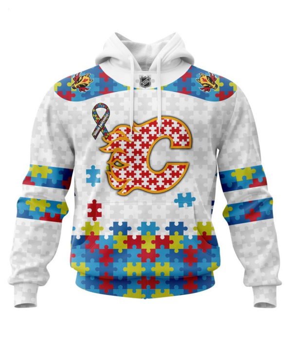 Personalized NHL Calgary Flames Autism Awareness 3D Hoodie