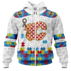 Personalized NHL Calgary Flames Autism Awareness 3D Hoodie