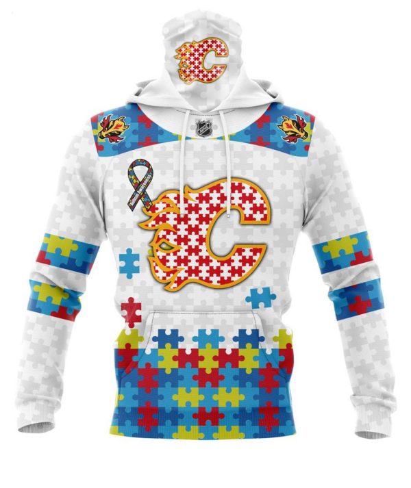 Personalized NHL Calgary Flames Autism Awareness 3D Hoodie