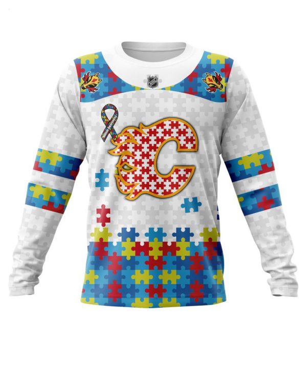 Personalized NHL Calgary Flames Autism Awareness 3D Hoodie