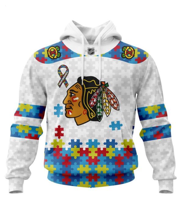 Personalized NHL Chicago BlackHawks Autism Awareness 3D Hoodie