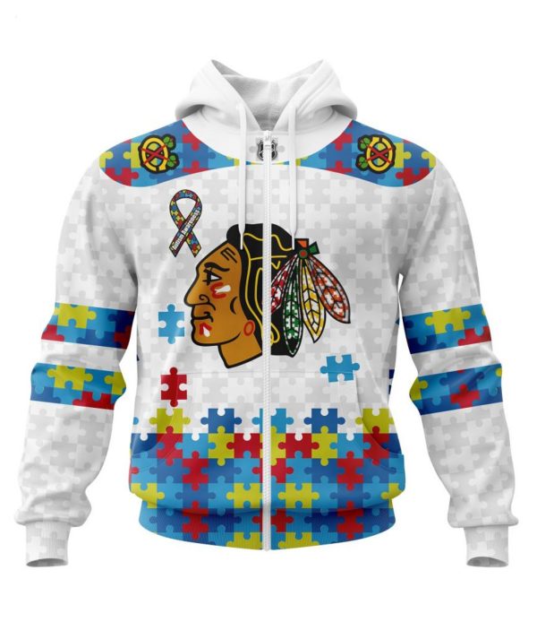 Personalized NHL Chicago BlackHawks Autism Awareness 3D Hoodie