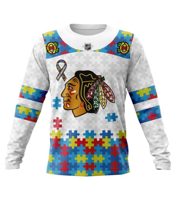 Personalized NHL Chicago BlackHawks Autism Awareness 3D Hoodie