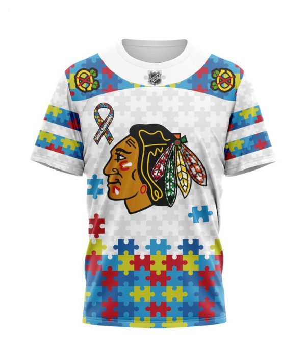 Personalized NHL Chicago BlackHawks Autism Awareness 3D Hoodie