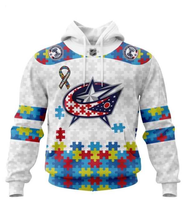 Personalized NHL Columbus Blue Jackets Autism Awareness 3D Hoodie