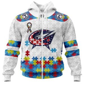 Personalized NHL Columbus Blue Jackets Autism Awareness 3D Hoodie
