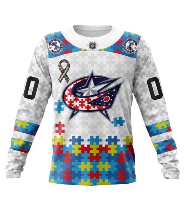 Personalized NHL Columbus Blue Jackets Autism Awareness 3D Hoodie