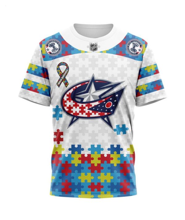 Personalized NHL Columbus Blue Jackets Autism Awareness 3D Hoodie