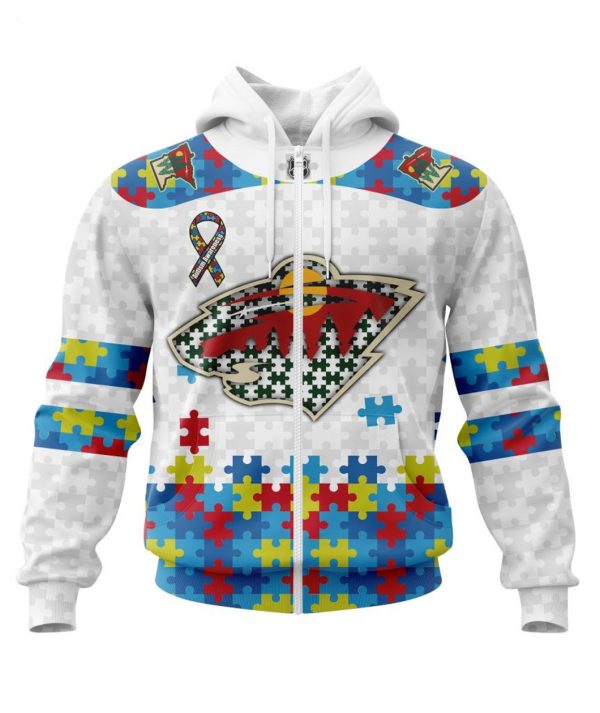 Personalized NHL Minnesota Wild Autism Awareness 3D Hoodie