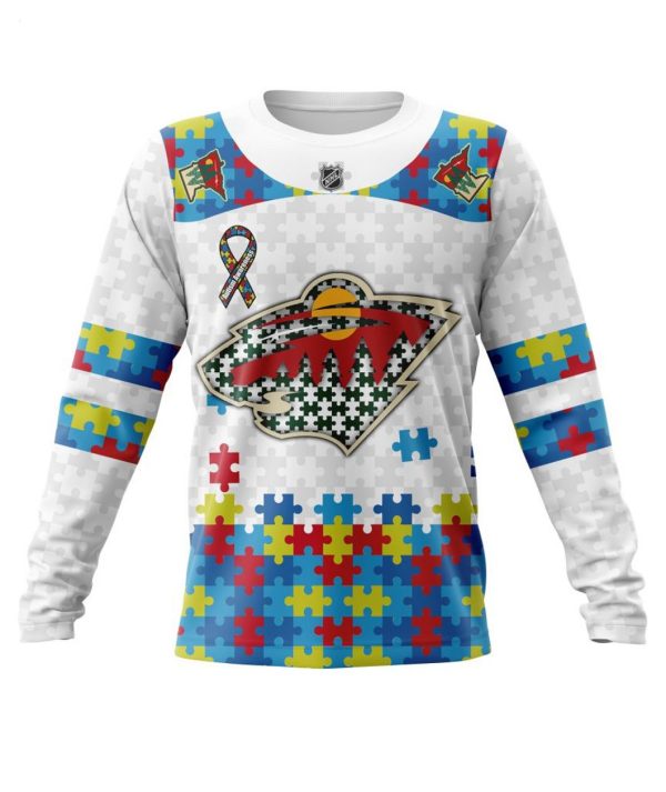 Personalized NHL Minnesota Wild Autism Awareness 3D Hoodie