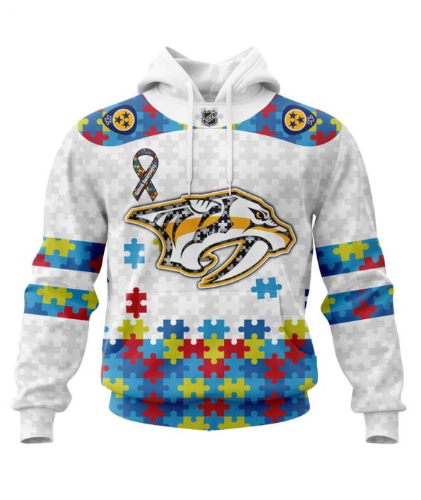 Personalized NHL Nashville Predators Autism Awareness 3D Hoodie