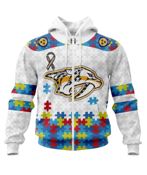 Personalized NHL Nashville Predators Autism Awareness 3D Hoodie