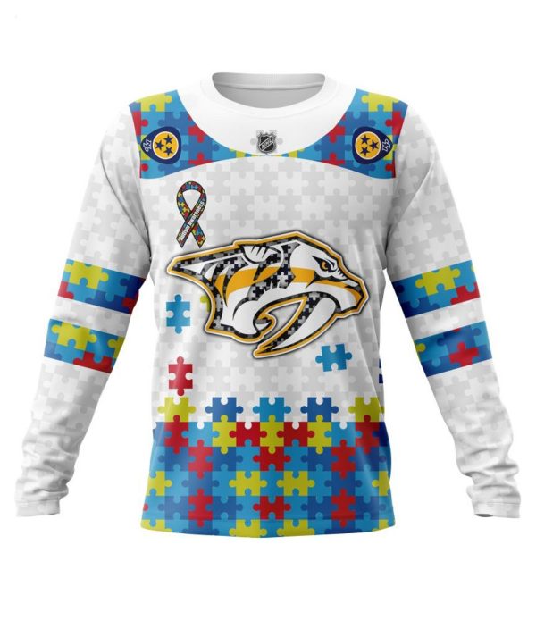 Personalized NHL Nashville Predators Autism Awareness 3D Hoodie