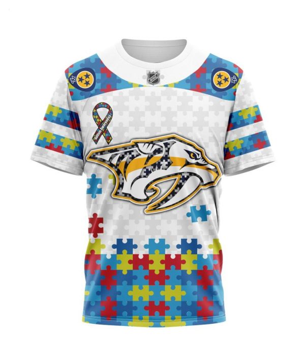 Personalized NHL Nashville Predators Autism Awareness 3D Hoodie