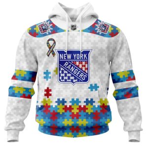 Personalized NHL New York Rangers Autism Awareness 3D Hoodie