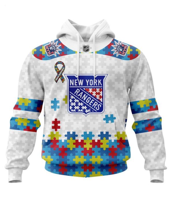 Personalized NHL New York Rangers Autism Awareness 3D Hoodie