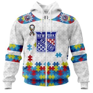 Personalized NHL New York Rangers Autism Awareness 3D Hoodie