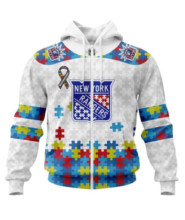 Personalized NHL New York Rangers Autism Awareness 3D Hoodie