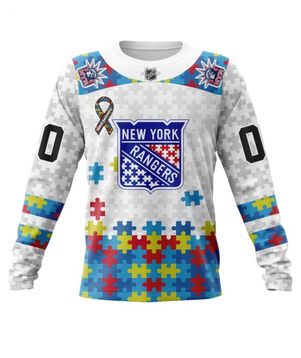 Personalized NHL New York Rangers Autism Awareness 3D Hoodie