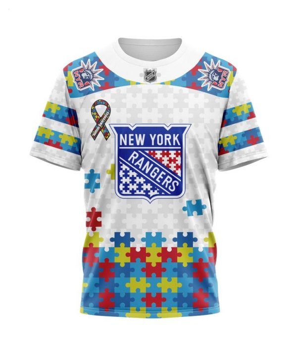 Personalized NHL New York Rangers Autism Awareness 3D Hoodie