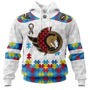 Personalized NHL Ottawa Senators Autism Awareness 3D Hoodie