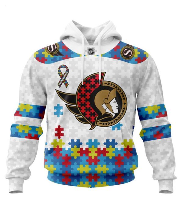 Personalized NHL Ottawa Senators Autism Awareness 3D Hoodie