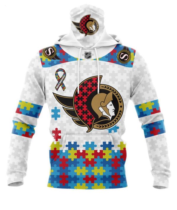 Personalized NHL Ottawa Senators Autism Awareness 3D Hoodie