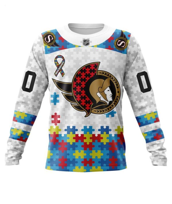 Personalized NHL Ottawa Senators Autism Awareness 3D Hoodie