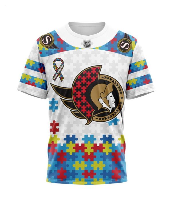 Personalized NHL Ottawa Senators Autism Awareness 3D Hoodie