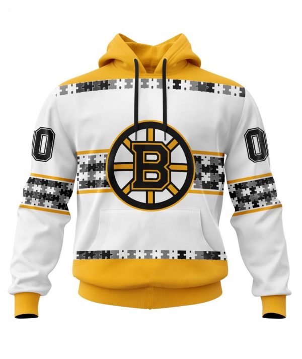 NHL Boston Bruins Autism Awareness Custom Name And Number 3D Hoodie