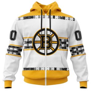 NHL Boston Bruins Autism Awareness Custom Name And Number 3D Hoodie